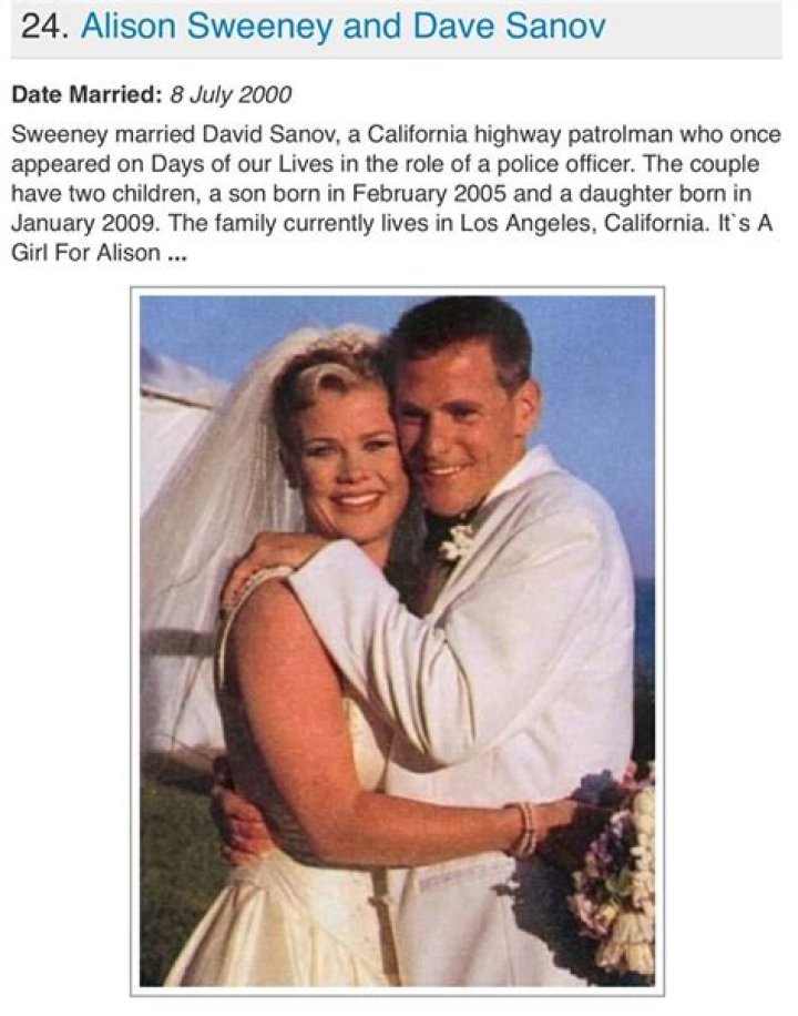 A Look At Alison Sweeney and Husband David Sanovs Married Life